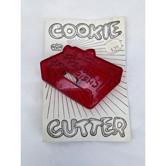 New Vintage HRM Merry Christmas Present Red Cookie Cutter - Picture 1 of 3